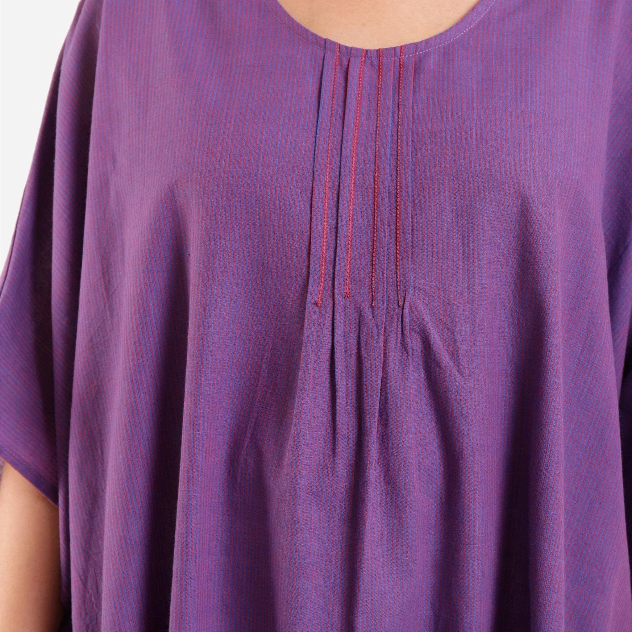 Violet Striped Mangalgiri Cotton Anti-Fit Kaftan