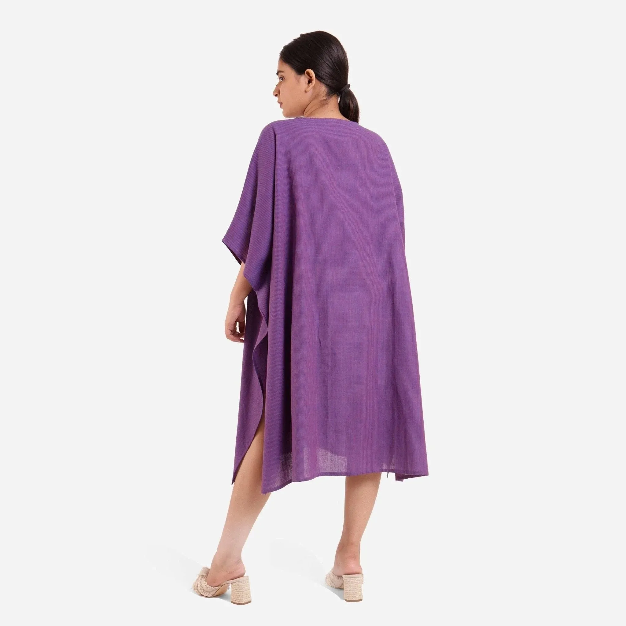 Violet Striped Mangalgiri Cotton Anti-Fit Kaftan