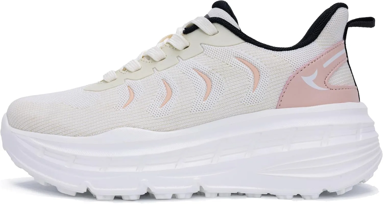 Women's Chunky Platform Sneakers LYNSS 1.0 Lightweight Walking Lace-up Memory Foam Comfortable Casual Sneakers
