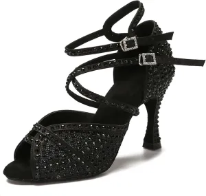 Women's Rhinestone Ballroom Dance Shoes - Latin Jazz Sneakers, Wedding High Heels, 5CM/2Inch Heel Height