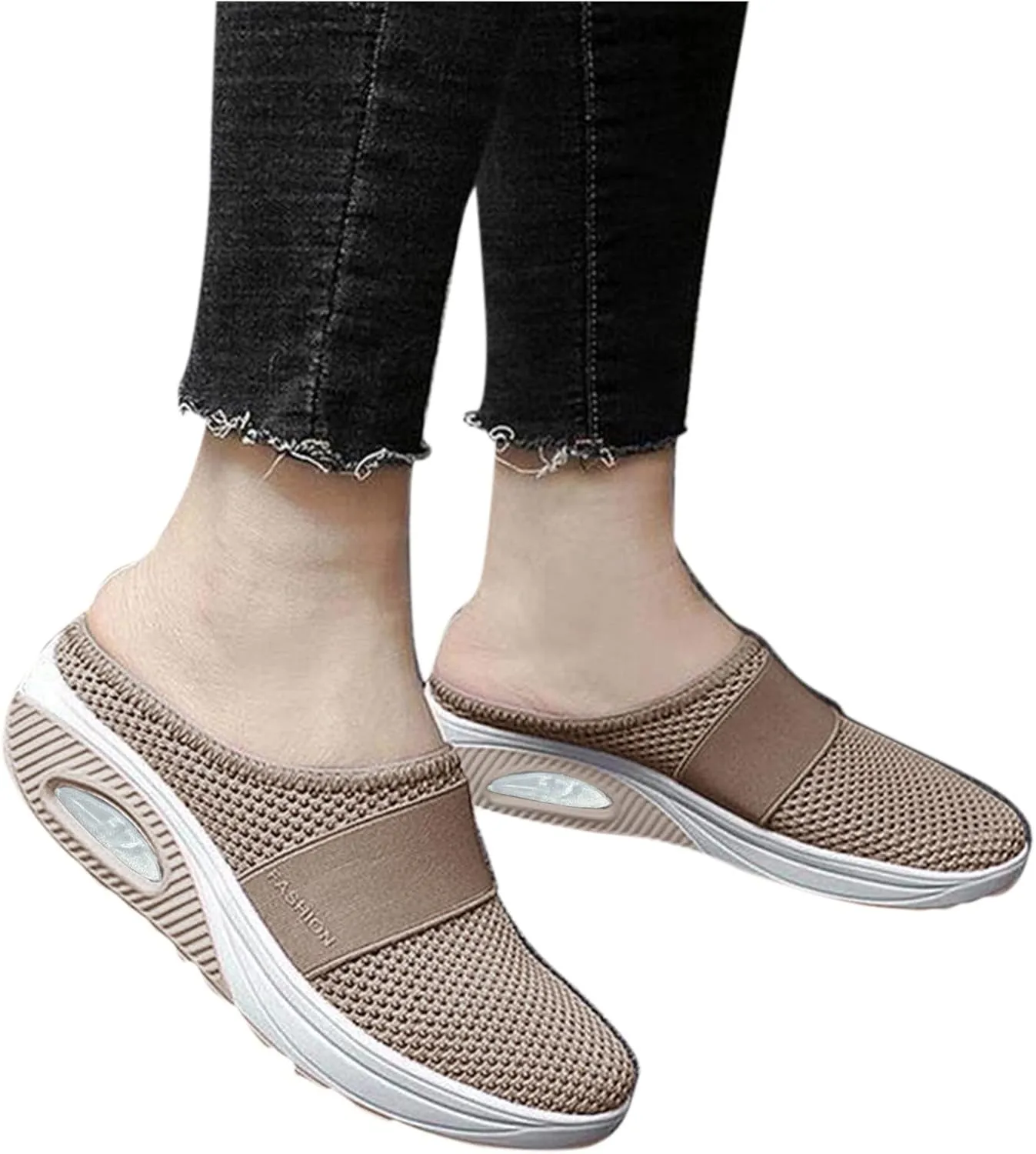Womens Walking Shoes Sock Casual Ladies Fashion Sneakers Comfortable Slip On Air Cushion Platform Dressy Sneakers