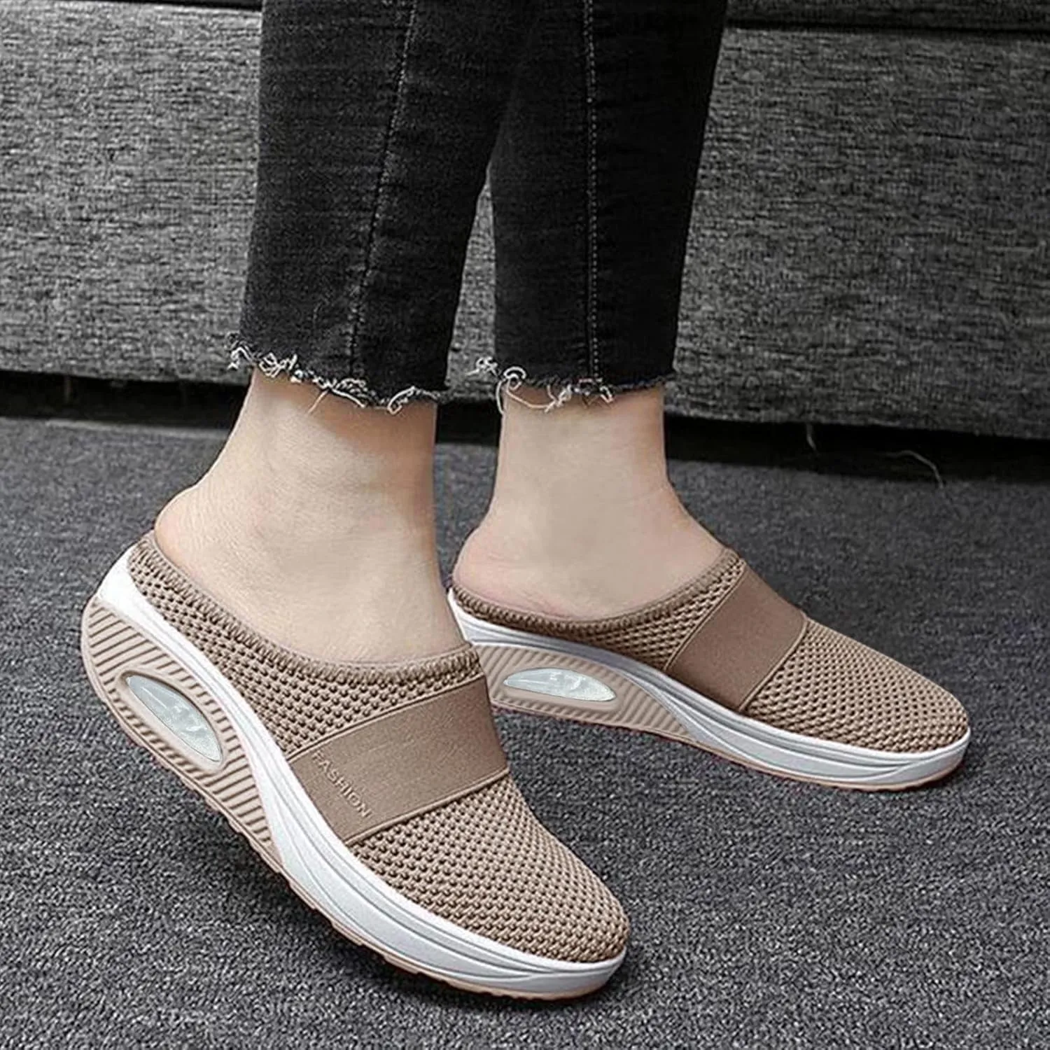 Womens Walking Shoes Sock Casual Ladies Fashion Sneakers Comfortable Slip On Air Cushion Platform Dressy Sneakers