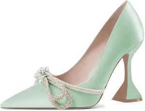YDN Women Pointed Toe Slip on Diamond Pumps Special Kitten High Heel Shoe Party Prom Dress Lady Size 4-16 US