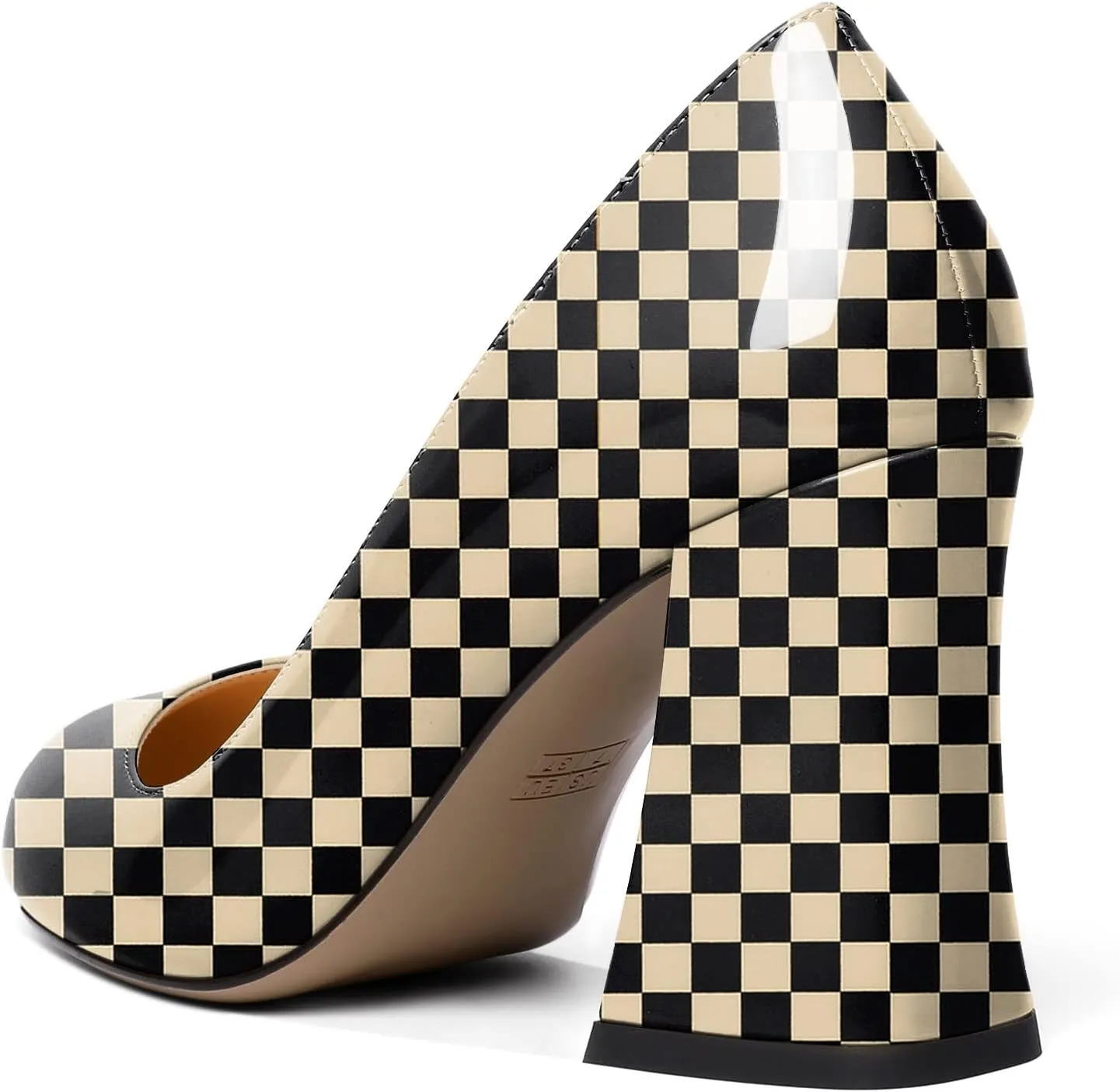 Zamikoo Women Chunky Heel Pumps Block High Heel Slip On Closed Round Toe Dress Pumps for Work Casual Daily Life Party Dress
