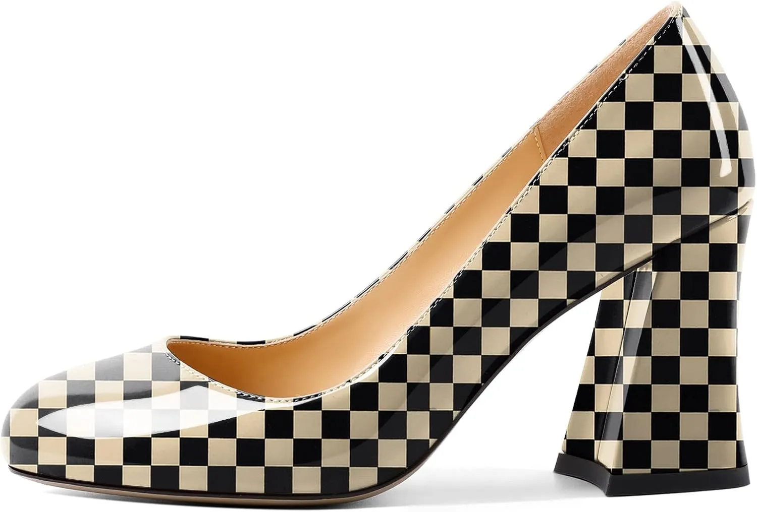 Zamikoo Women Chunky Heel Pumps Block High Heel Slip On Closed Round Toe Dress Pumps for Work Casual Daily Life Party Dress