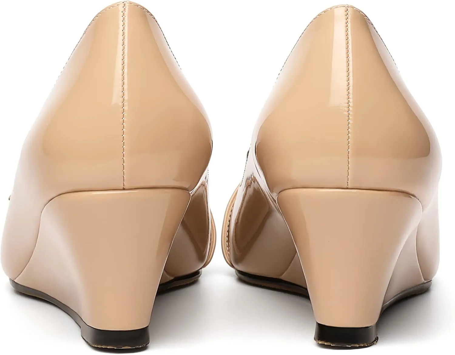 Zamikoo Women Wedge Heel Pumps Low Heel Slip On Pumps 2 Inch Closed Pointy Toe Dress Shoes with Buckle for Work Casual Daily Life Party Dress