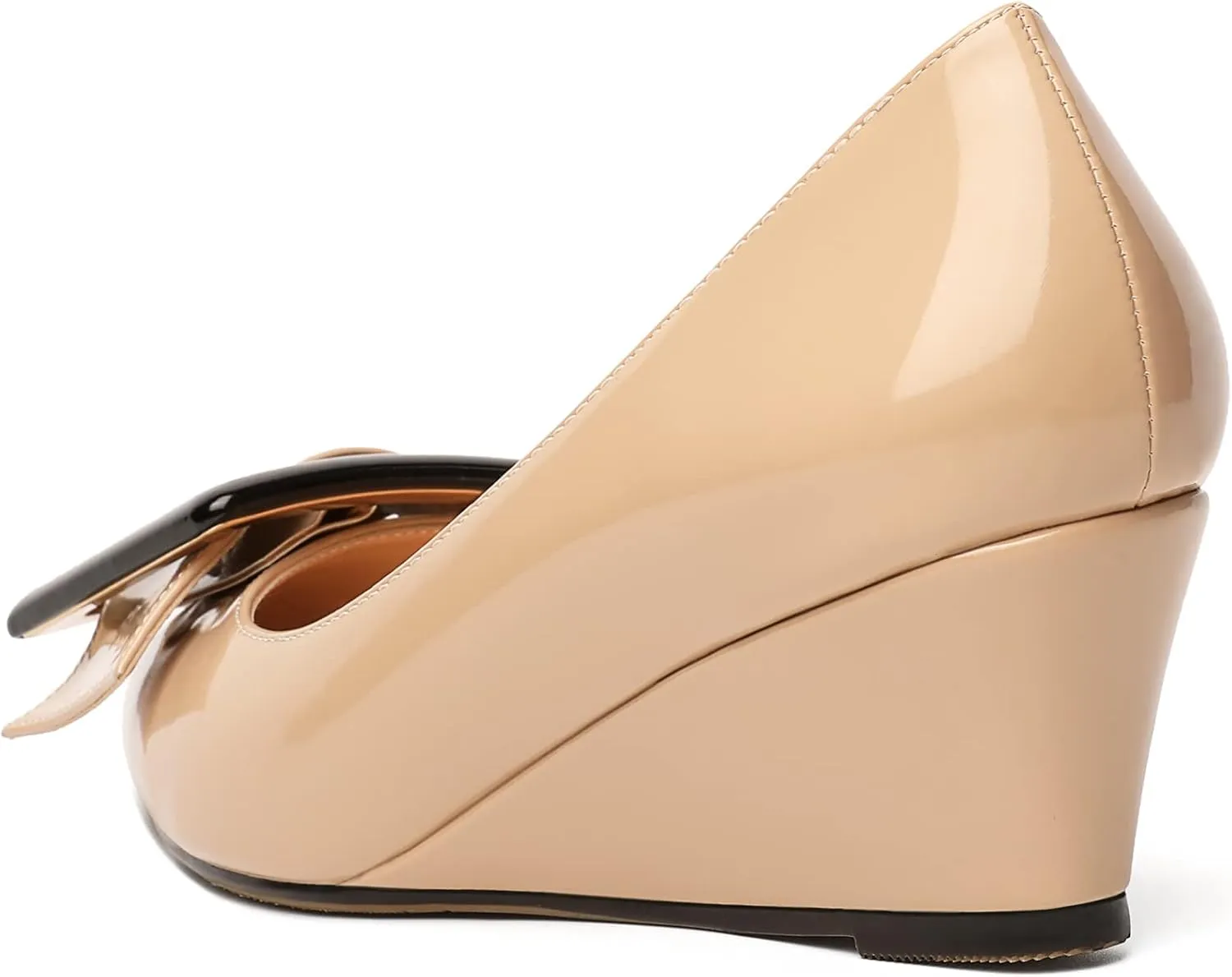 Zamikoo Women Wedge Heel Pumps Low Heel Slip On Pumps 2 Inch Closed Pointy Toe Dress Shoes with Buckle for Work Casual Daily Life Party Dress